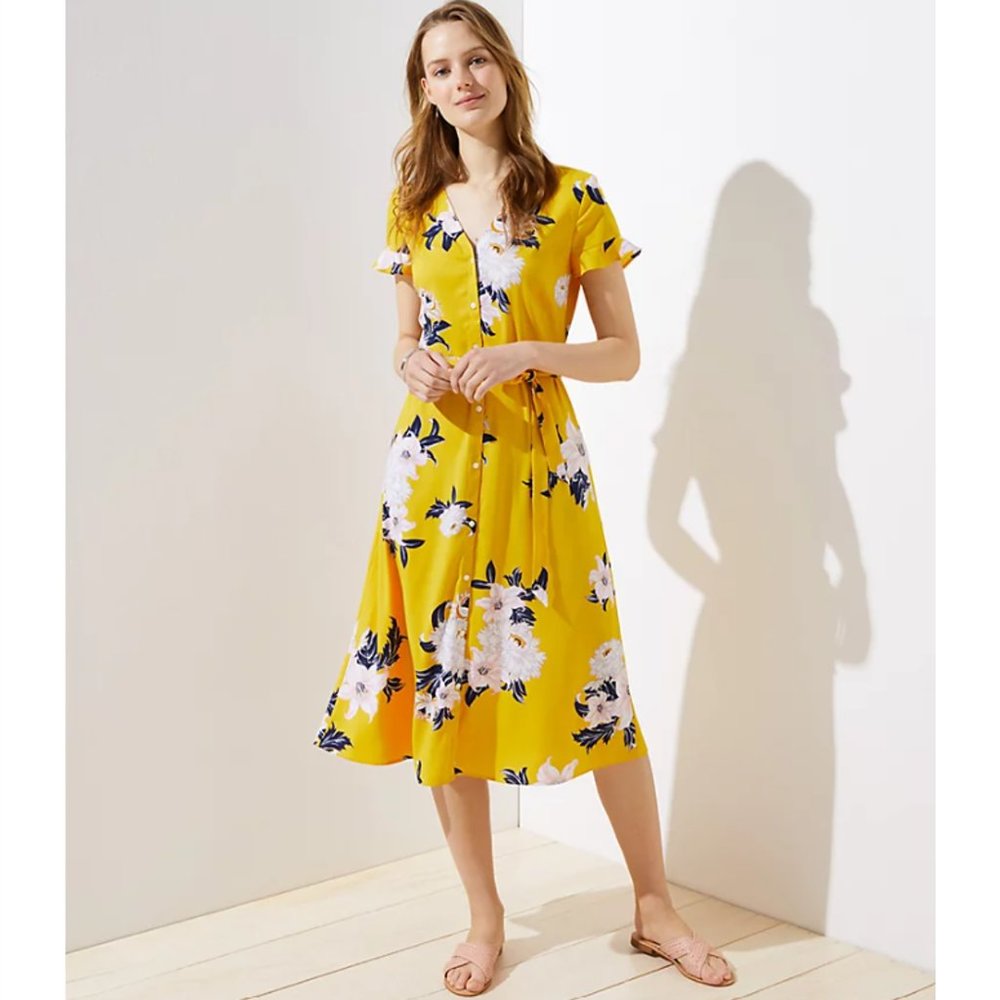 LOFT Bouquet Flutter Shirtdress